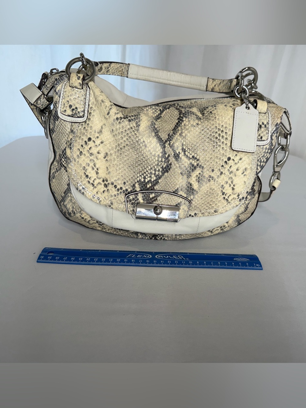 Coach Shoulder Bag in Cream with Light Aqua Interior
